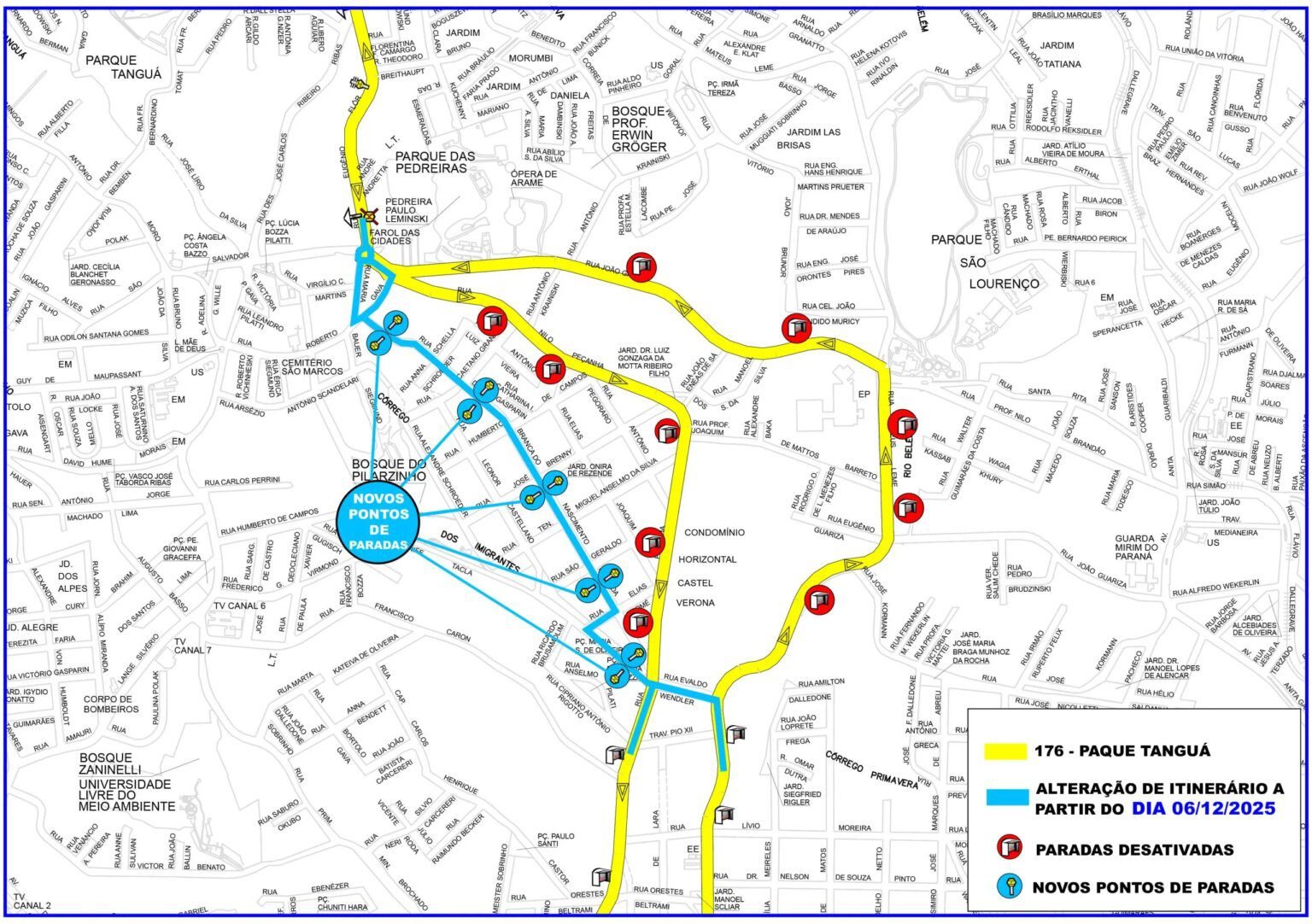 Linha 176 - Parque Tanguá tem itinerário alterado a partir de sábado